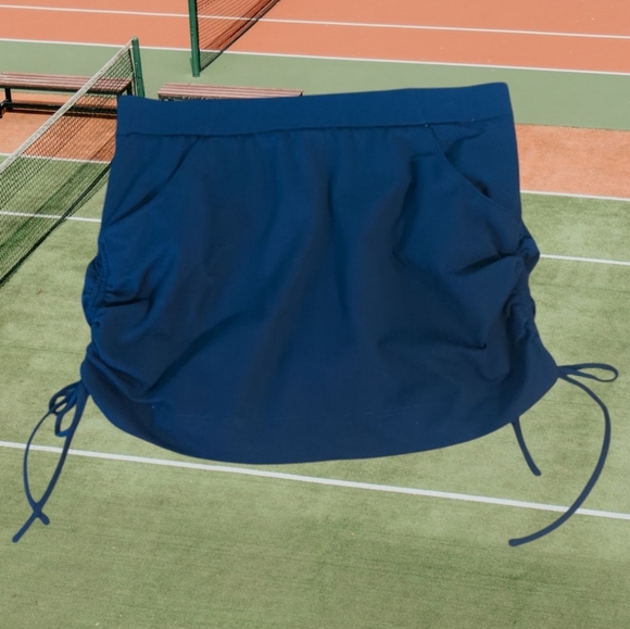 Nicole Miller Pants - Sporty navy skort Knit Nicole Miller Side Ruched Ties Built In Panties EUC Sz L